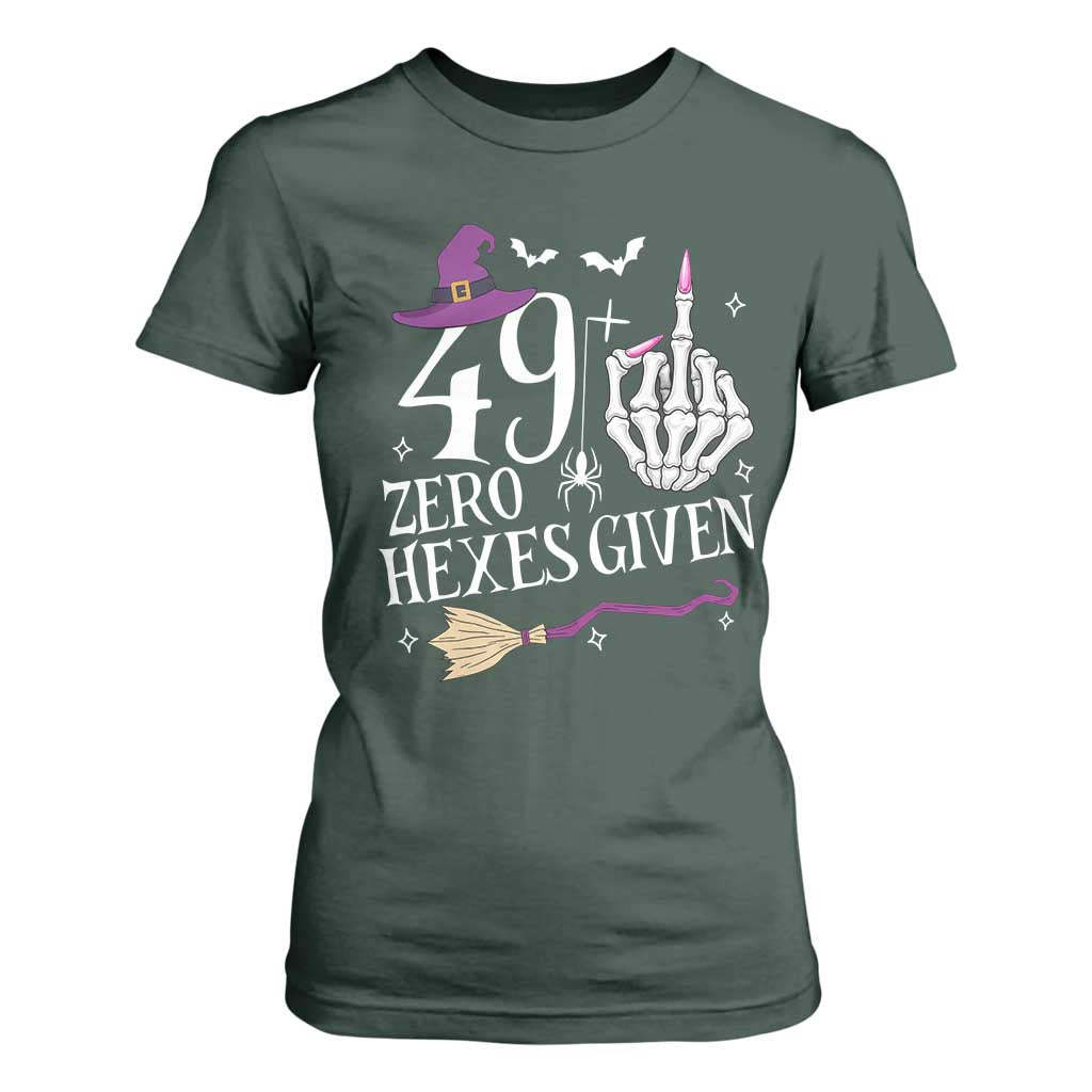 50th Birthday Halloween T Shirt For Women 49 Plus Middle Finger Zero Hexes Given Gift For Women TS14 Dark Forest Green Print Your Wear