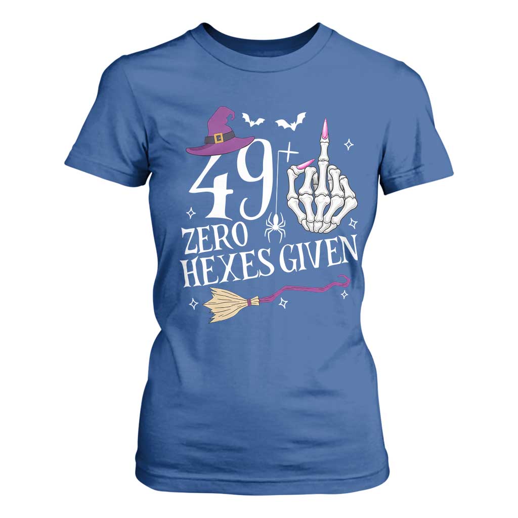 50th Birthday Halloween T Shirt For Women 49 Plus Middle Finger Zero Hexes Given Gift For Women TS14 Royal Blue Print Your Wear