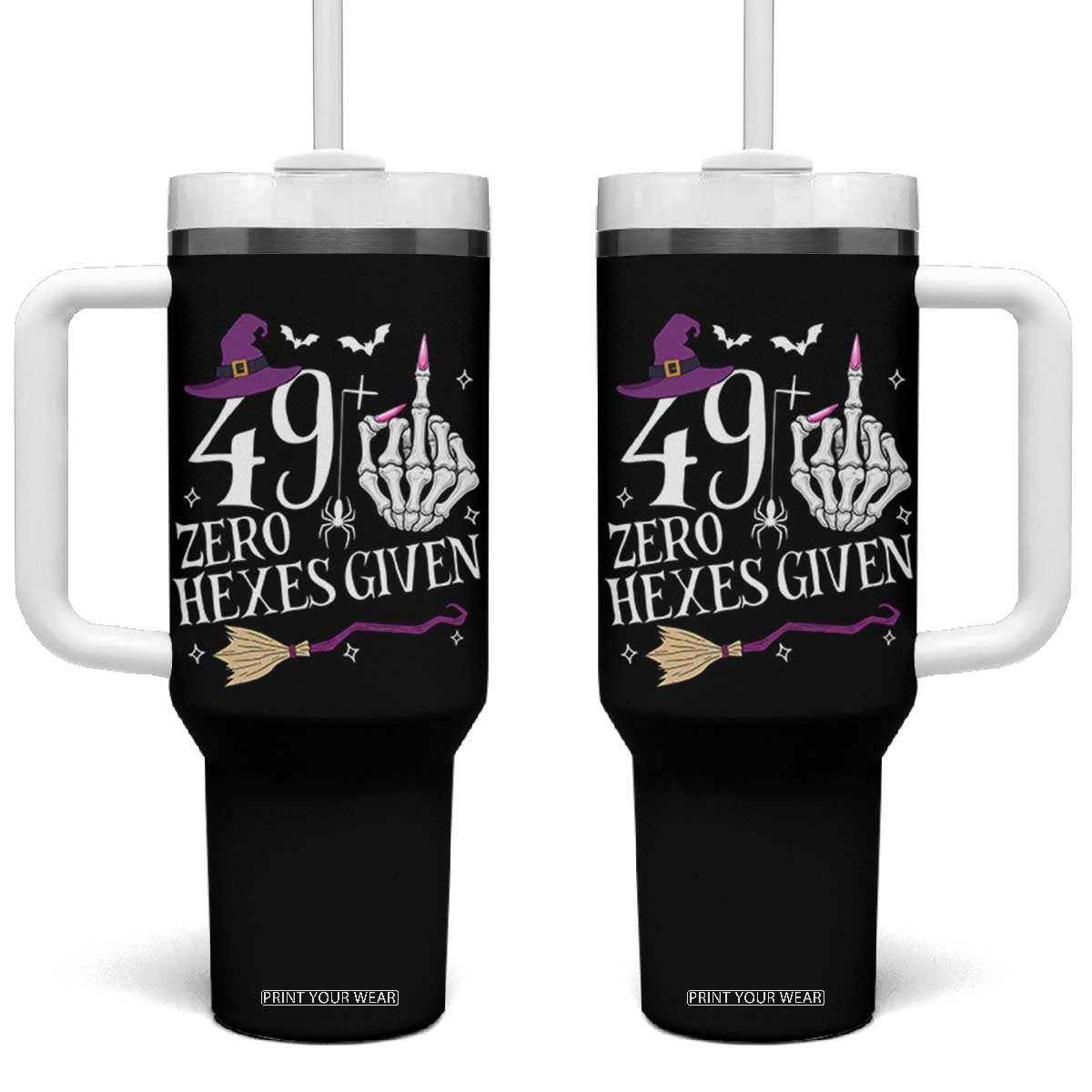 50th Birthday Halloween Tumbler With Handle 49 Plus Middle Finger Zero Hexes Given Gift For Women TS14 One Size: 40 oz Black Print Your Wear