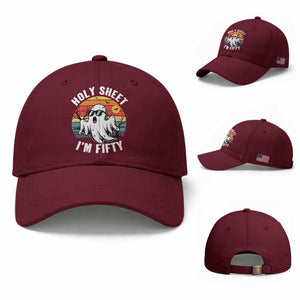 50th Birthday Halloween Ghost Baseball Cap Holy Sheet I'm Fifty