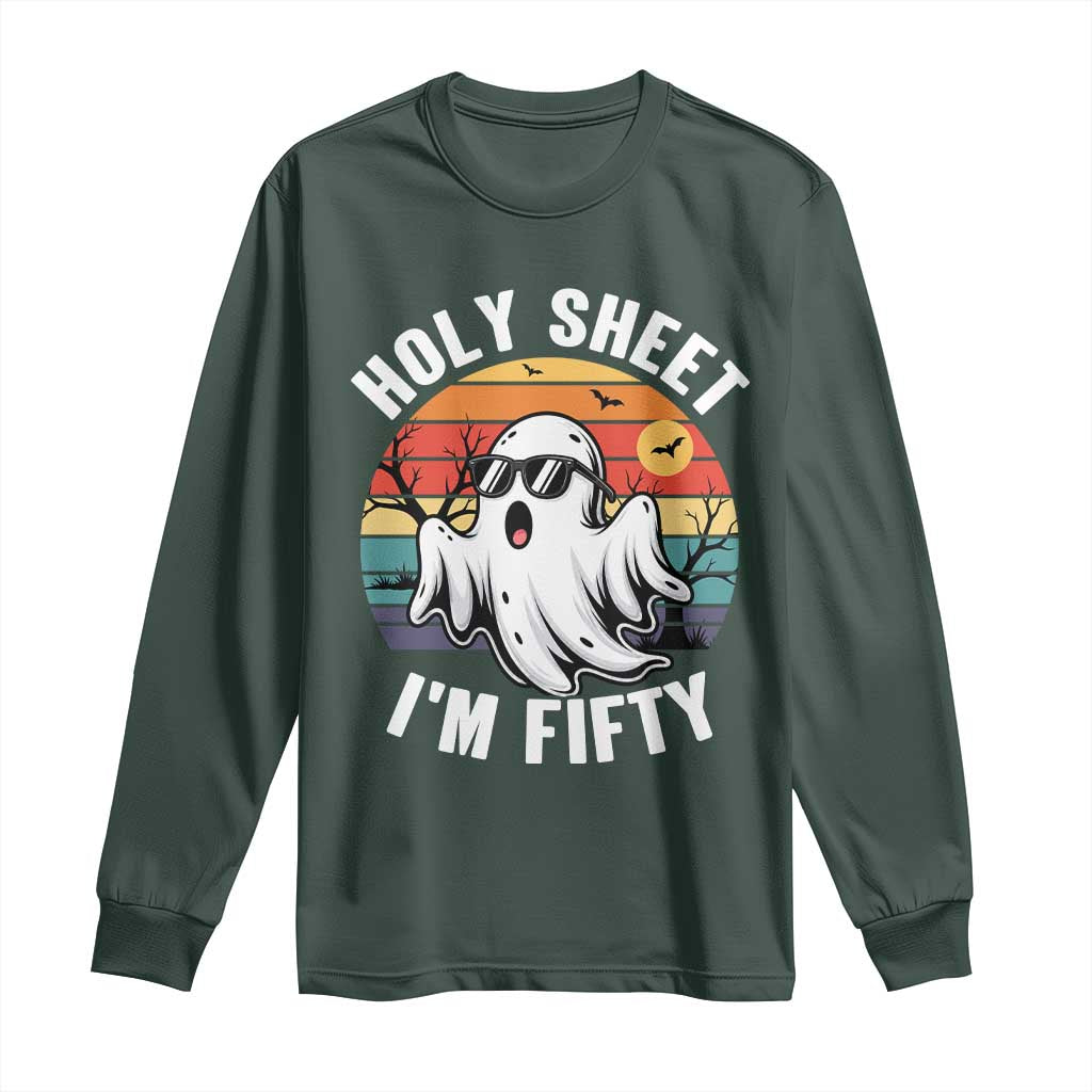 50th Birthday Halloween Ghost Long Sleeve Shirt Holy Sheet I'm Fifty