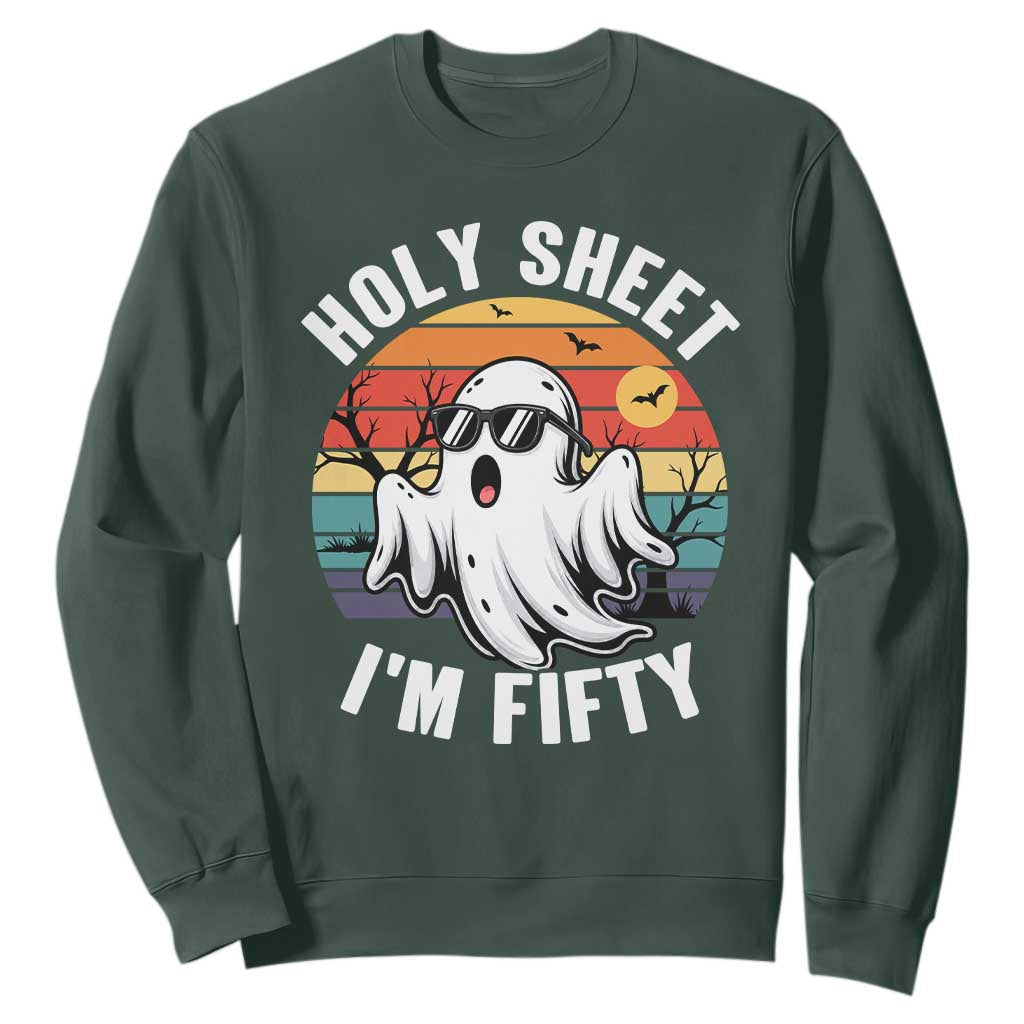 50th Birthday Halloween Ghost Sweatshirt Holy Sheet I'm Fifty