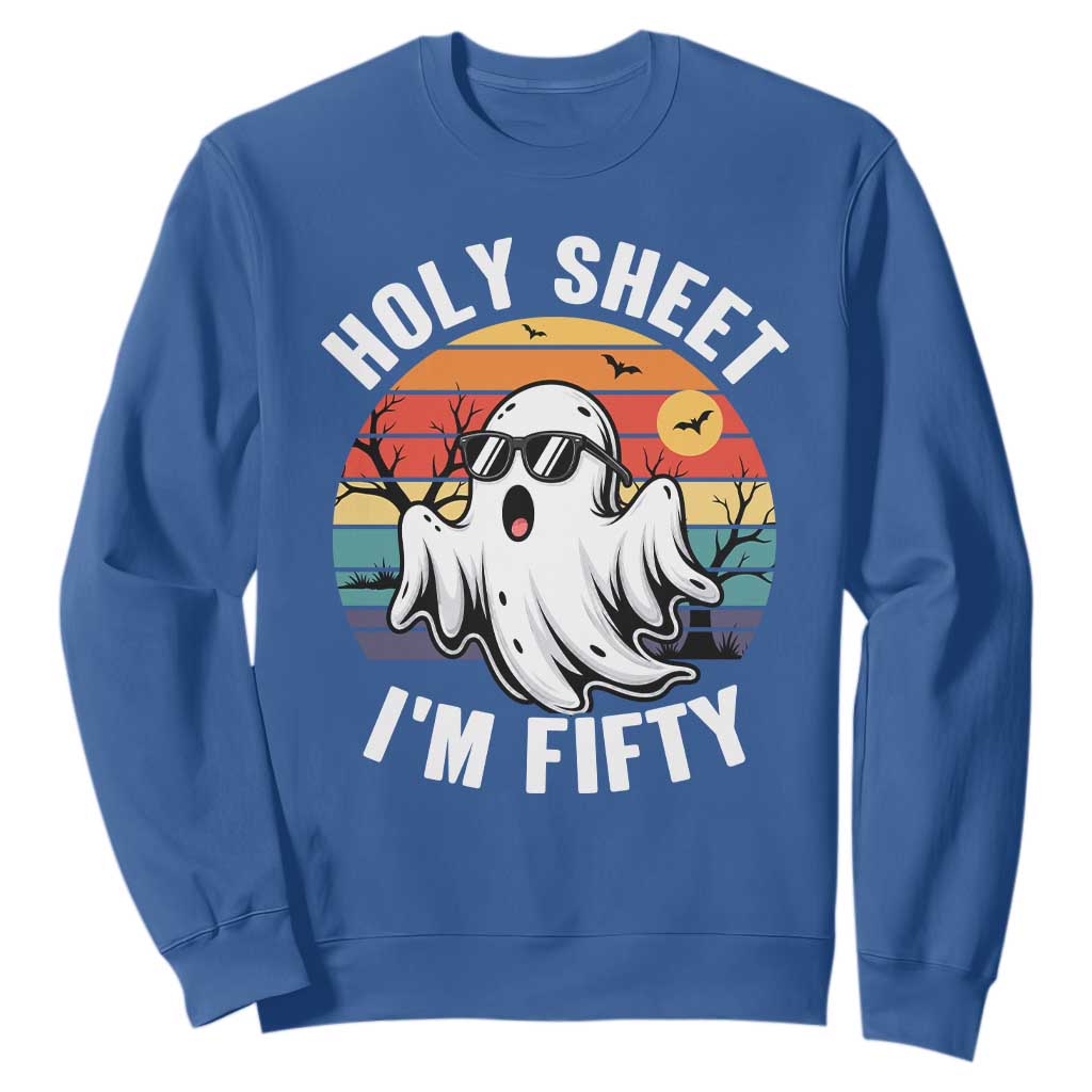 50th Birthday Halloween Ghost Sweatshirt Holy Sheet I'm Fifty