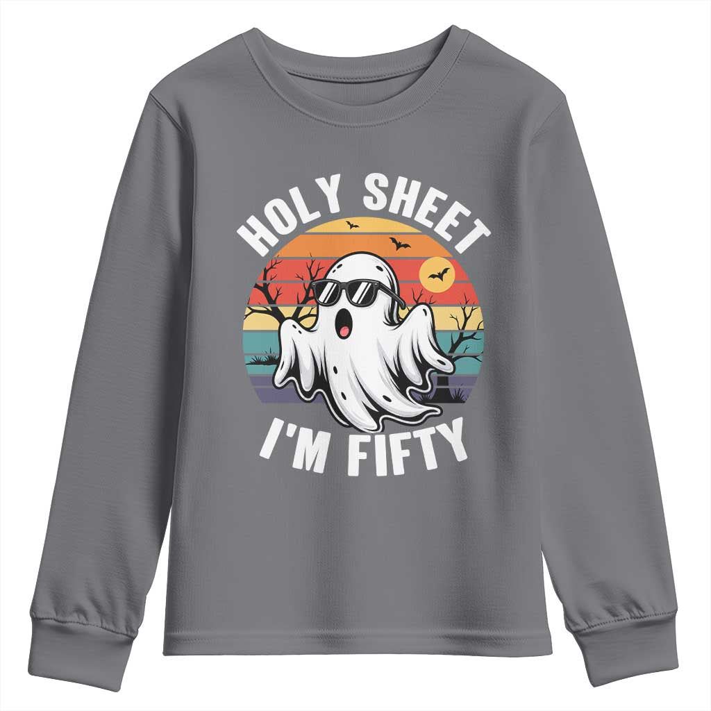 50th Birthday Halloween Ghost Youth Sweatshirt Holy Sheet I'm Fifty