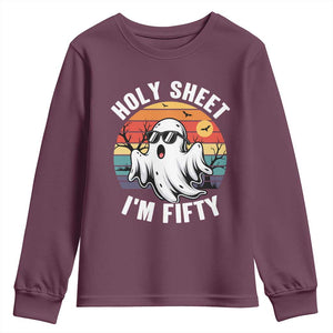 50th Birthday Halloween Ghost Youth Sweatshirt Holy Sheet I'm Fifty