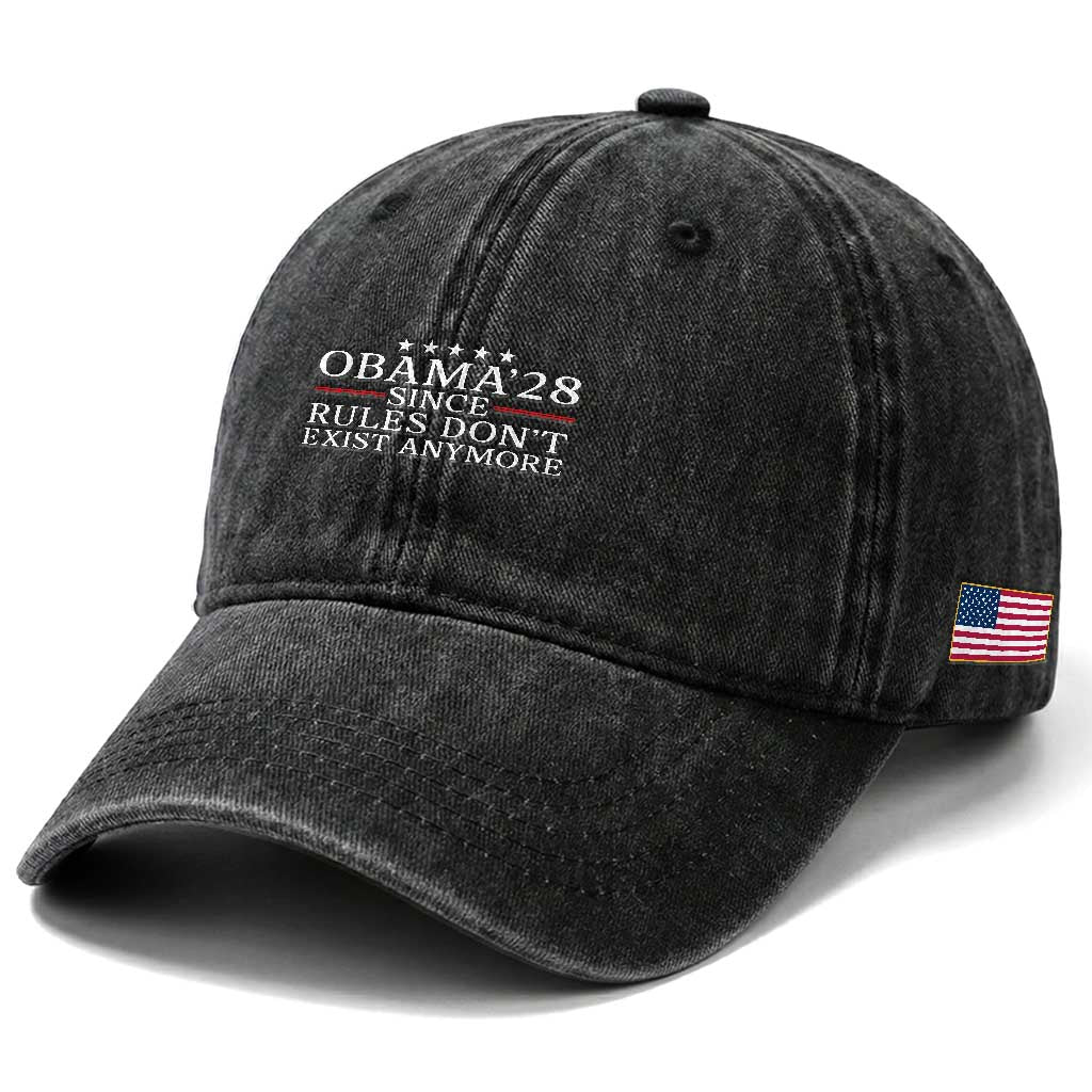 Obama 2028 Since Rules Don't Exist Anymore Washed Cotton Baseball Cap Funny Political Sarcastic Humor