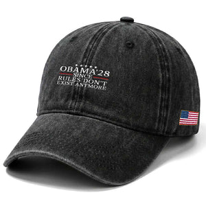 Obama 2028 Since Rules Don't Exist Anymore Washed Cotton Baseball Cap Funny Political Sarcastic Humor