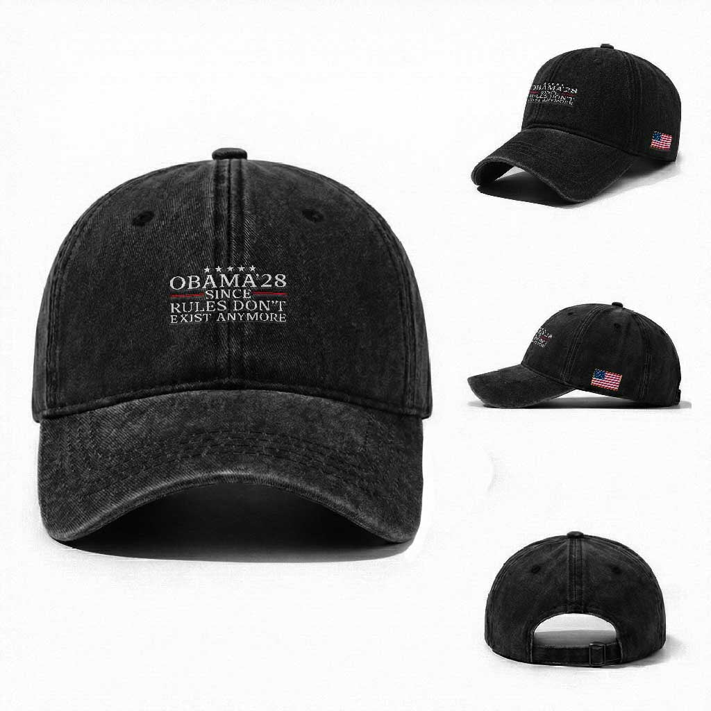 Obama 2028 Since Rules Don't Exist Anymore Washed Cotton Baseball Cap Funny Political Sarcastic Humor