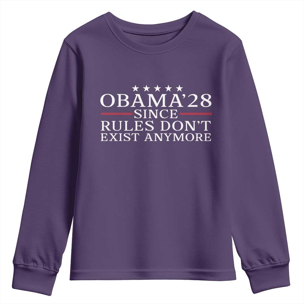 Obama 2028 Since Rules Don't Exist Anymore Youth Sweatshirt Funny Political Sarcastic Humor TS14 Purple Print Your Wear