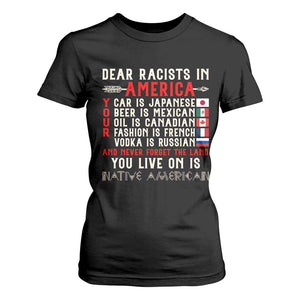 Dear Racists in America You Live On is Native American T Shirt For Women Anti Racism Indigenous Political Humor TS14 Black Print Your Wear