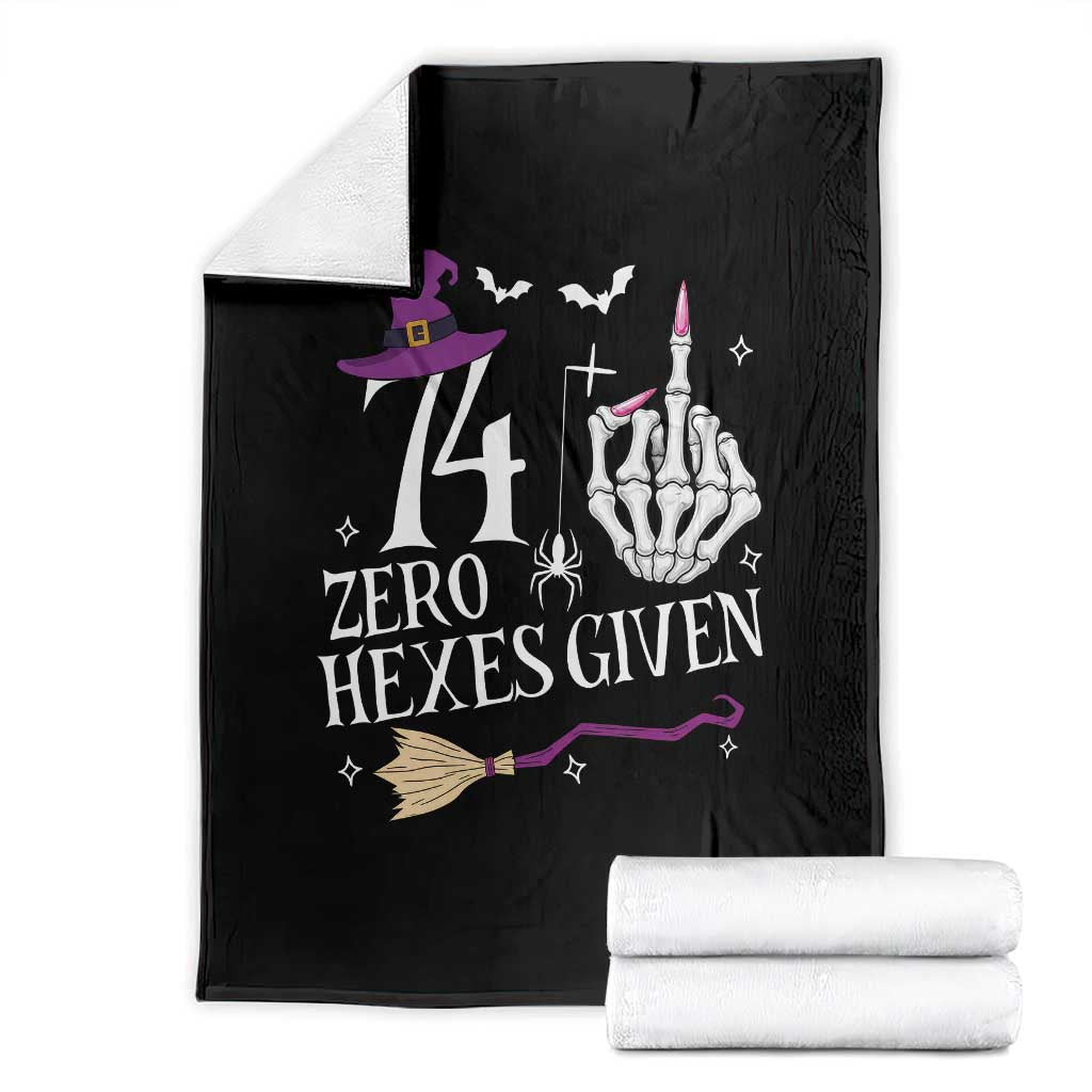 75th Birthday Halloween Throw Blanket 74 Plus Middle Finger Zero Hexes Given Gift For Women TS14 Black Print Your Wear