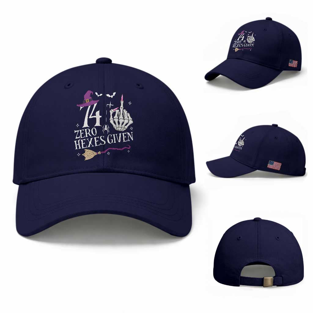 75th Birthday Halloween Baseball Cap 74 Plus Middle Finger Zero Hexes Given Gift For Women TS14 Baseball Cap Universal Fit Dark Blue Print Your Wear