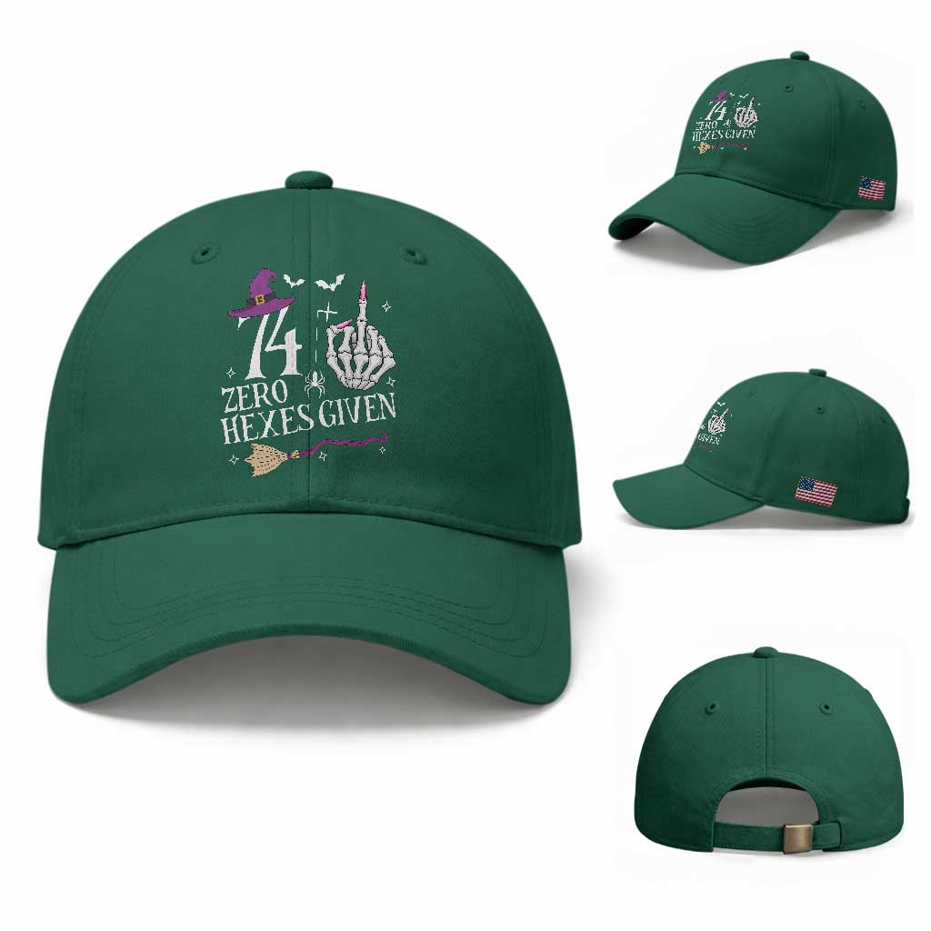75th Birthday Halloween Baseball Cap 74 Plus Middle Finger Zero Hexes Given Gift For Women TS14 Baseball Cap Universal Fit Irish Green Print Your Wear