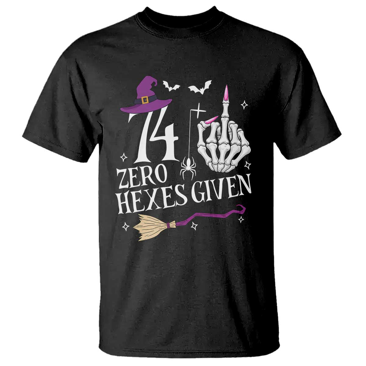 75th Birthday Halloween T Shirt 74 Plus Middle Finger Zero Hexes Given Gift For Women TS14 Black Print Your Wear