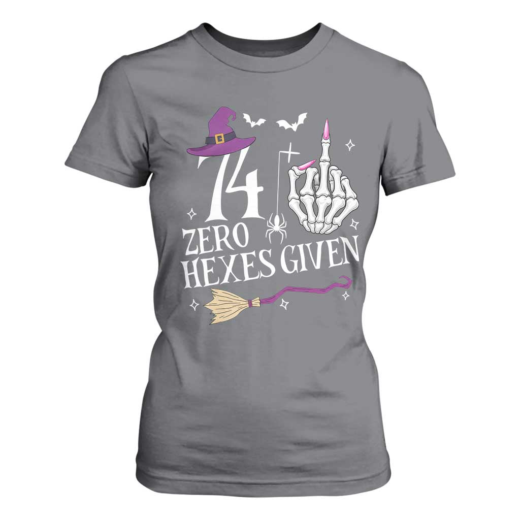 75th Birthday Halloween T Shirt For Women 74 Plus Middle Finger Zero Hexes Given Gift For Women TS14 Charcoal Print Your Wear