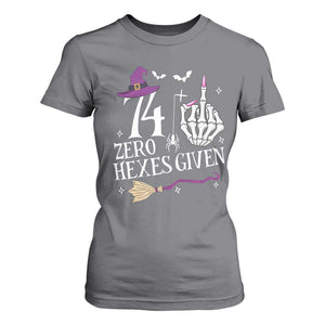 75th Birthday Halloween T Shirt For Women 74 Plus Middle Finger Zero Hexes Given Gift For Women TS14 Charcoal Print Your Wear