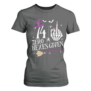 75th Birthday Halloween T Shirt For Women 74 Plus Middle Finger Zero Hexes Given Gift For Women TS14 Dark Heather Print Your Wear