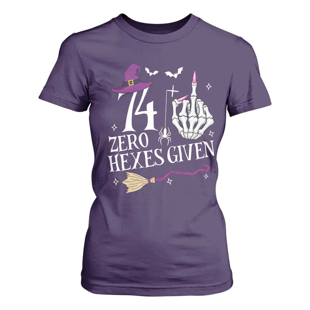 75th Birthday Halloween T Shirt For Women 74 Plus Middle Finger Zero Hexes Given Gift For Women TS14 Purple Print Your Wear