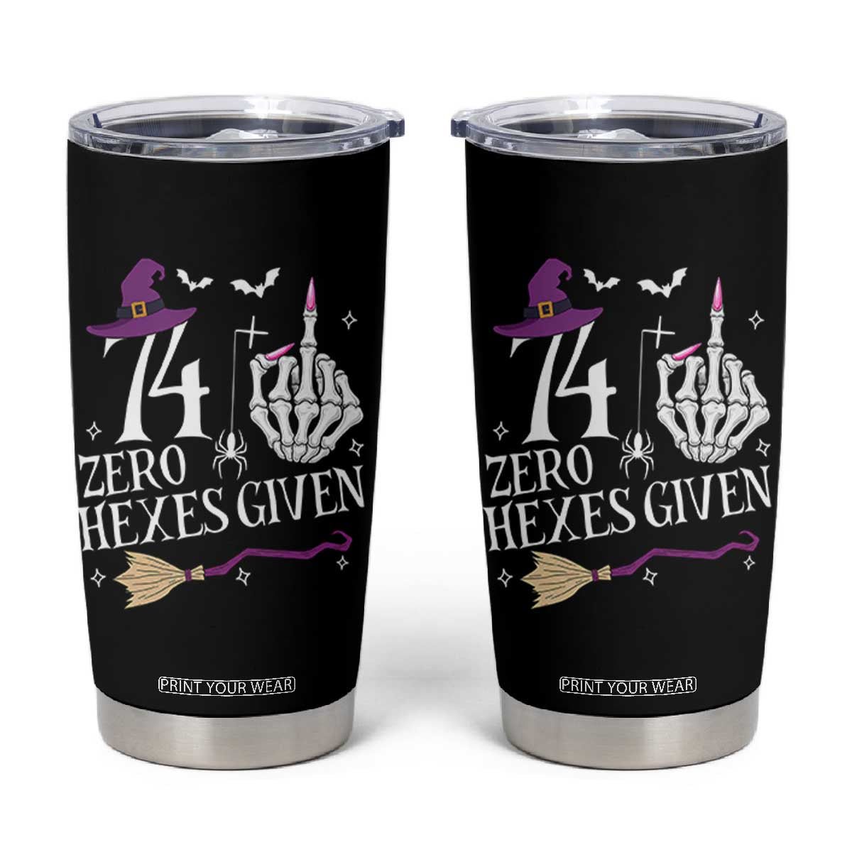 75th Birthday Halloween Tumbler Cup 74 Plus Middle Finger Zero Hexes Given Gift For Women TS14 Black Print Your Wear