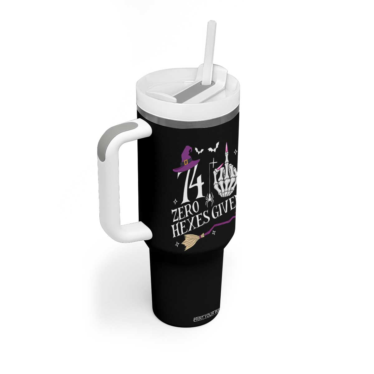 75th Birthday Halloween Tumbler With Handle 74 Plus Middle Finger Zero Hexes Given Gift For Women TS14 Print Your Wear