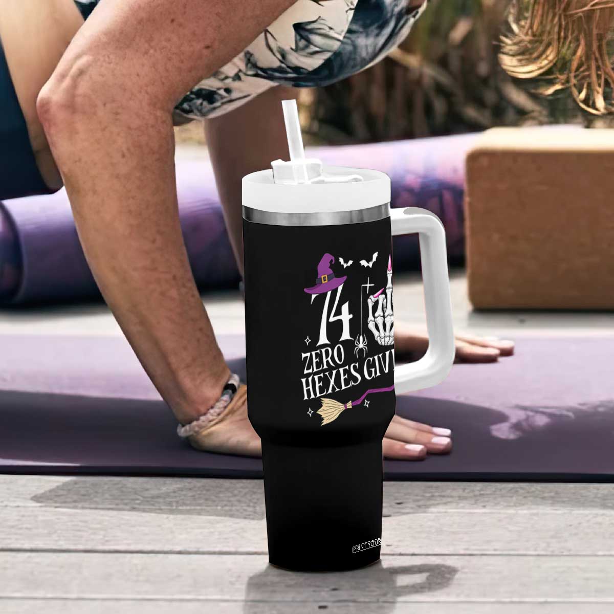 75th Birthday Halloween Tumbler With Handle 74 Plus Middle Finger Zero Hexes Given Gift For Women TS14 Print Your Wear