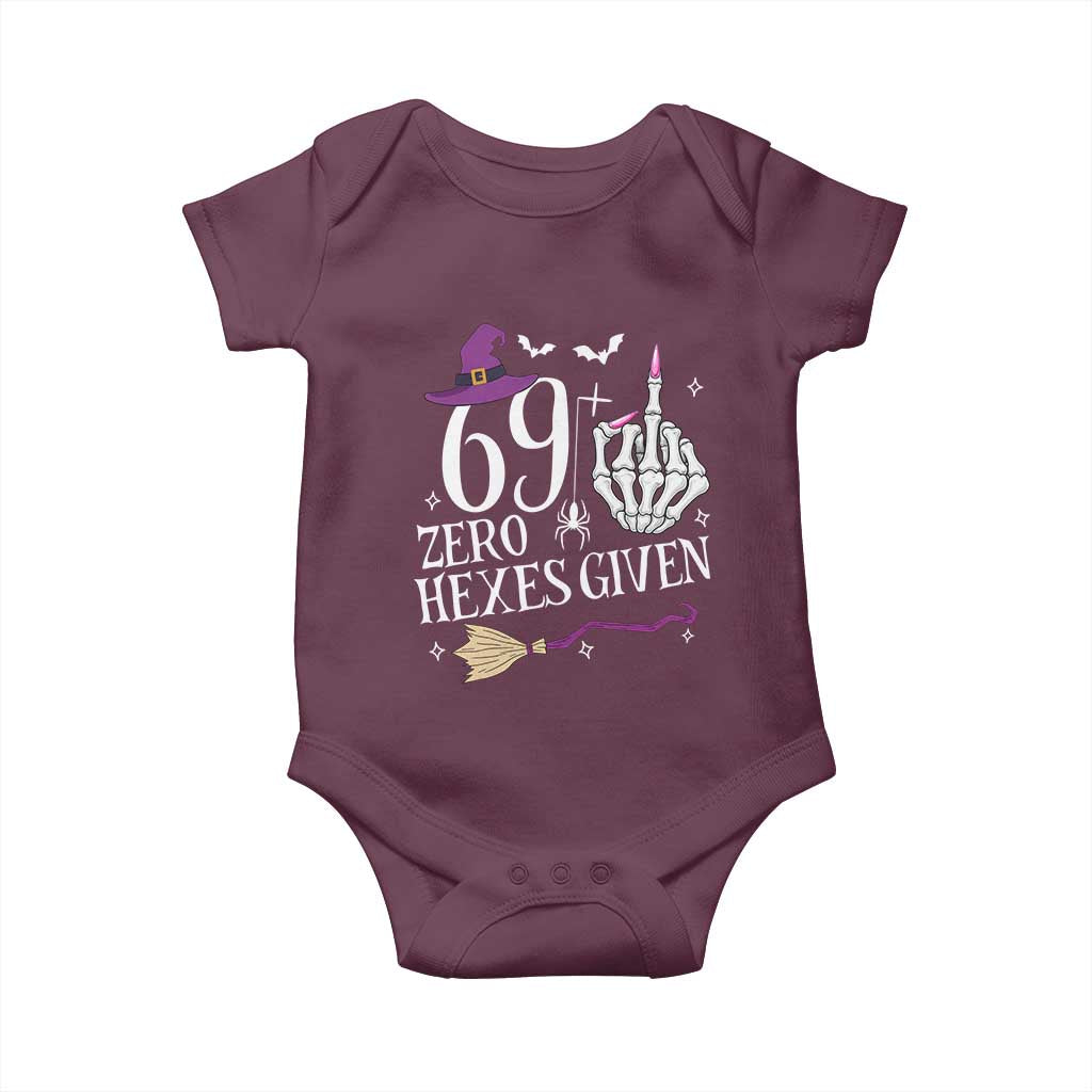 70th Birthday Halloween Baby Onesie 69 Plus Middle Finger Zero Hexes Given Gift For Women TS14 Maroon Print Your Wear