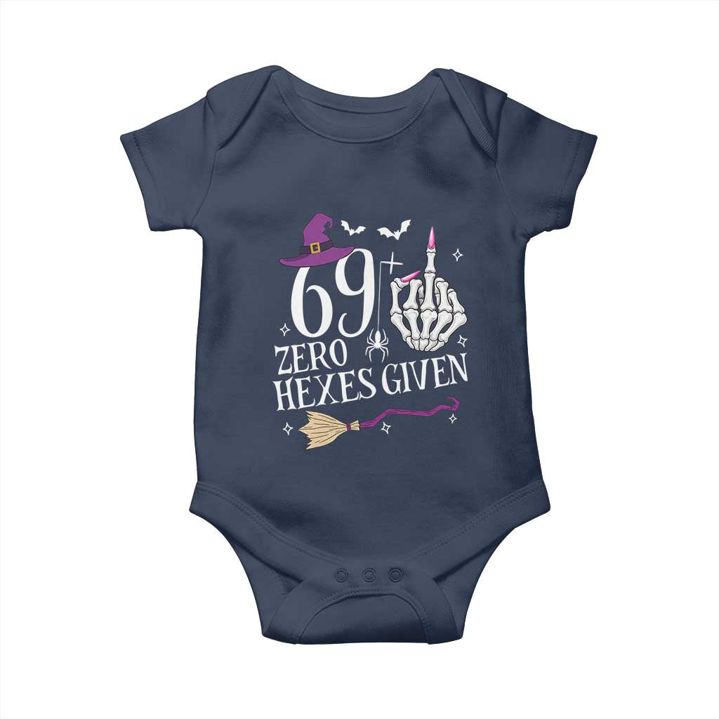 70th Birthday Halloween Baby Onesie 69 Plus Middle Finger Zero Hexes Given Gift For Women TS14 Navy Print Your Wear
