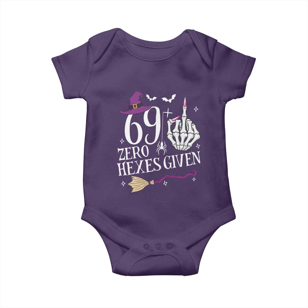 70th Birthday Halloween Baby Onesie 69 Plus Middle Finger Zero Hexes Given Gift For Women TS14 Purple Print Your Wear