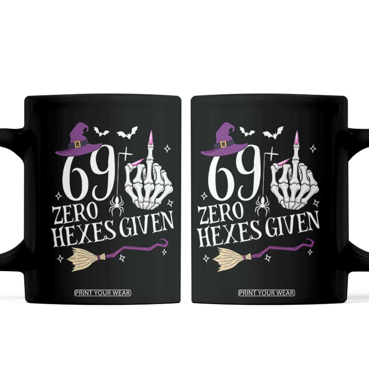 70th Birthday Halloween Coffee Mug 69 Plus Middle Finger Zero Hexes Given Gift For Women TS14 Black Print Your Wear