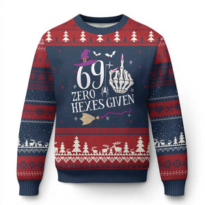 70th Birthday Halloween Ugly Christmas Sweater 69 Plus Middle Finger Zero Hexes Given Gift For Women TS14 Navy Red Print Your Wear