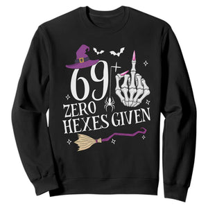 70th Birthday Halloween Sweatshirt 69 Plus Middle Finger Zero Hexes Given Gift For Women TS14 Black Print Your Wear