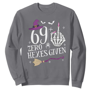 70th Birthday Halloween Sweatshirt 69 Plus Middle Finger Zero Hexes Given Gift For Women TS14 Charcoal Print Your Wear