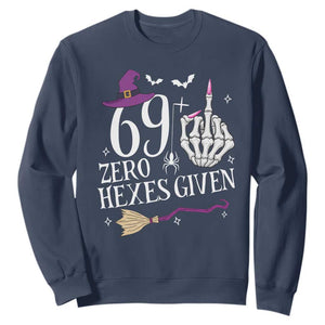 70th Birthday Halloween Sweatshirt 69 Plus Middle Finger Zero Hexes Given Gift For Women TS14 Navy Print Your Wear