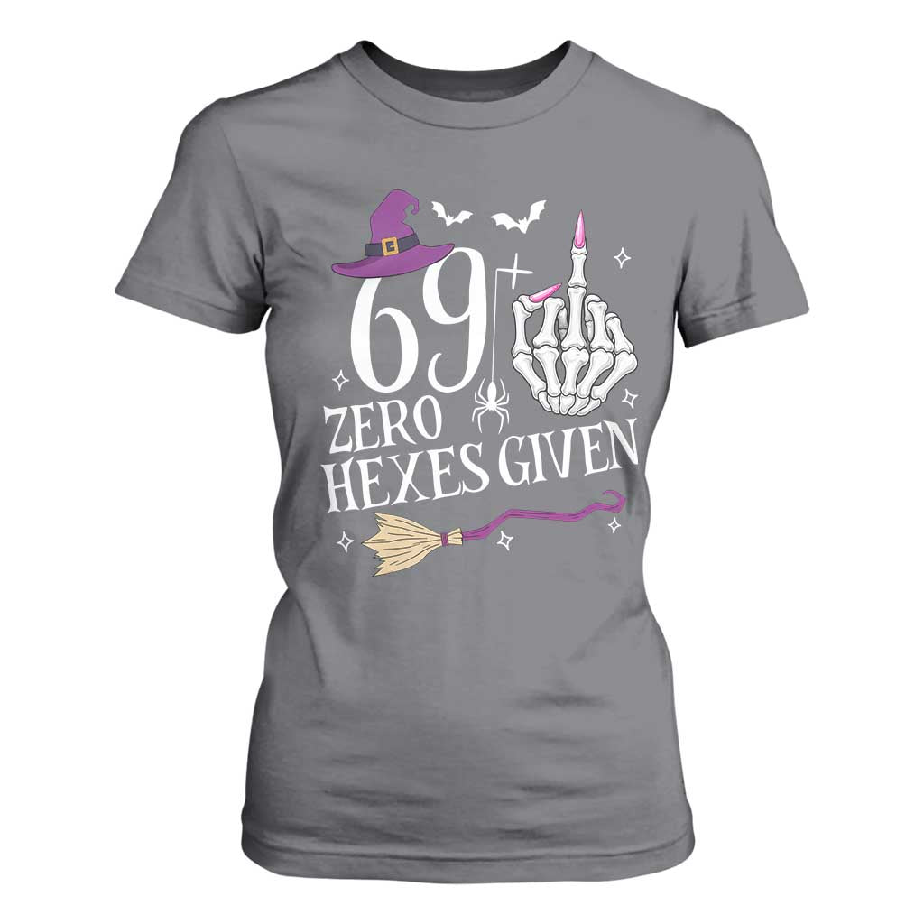 70th Birthday Halloween T Shirt For Women 69 Plus Middle Finger Zero Hexes Given Gift For Women TS14 Charcoal Print Your Wear