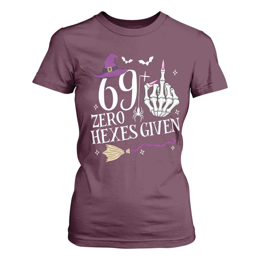 70th Birthday Halloween T Shirt For Women 69 Plus Middle Finger Zero Hexes Given Gift For Women TS14 Maroon Print Your Wear