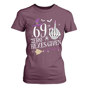 70th Birthday Halloween T Shirt For Women 69 Plus Middle Finger Zero Hexes Given Gift For Women TS14 Maroon Print Your Wear