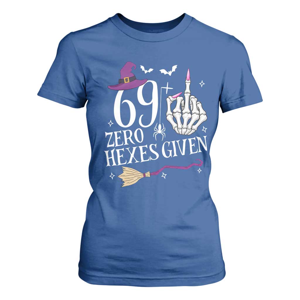 70th Birthday Halloween T Shirt For Women 69 Plus Middle Finger Zero Hexes Given Gift For Women TS14 Royal Blue Print Your Wear