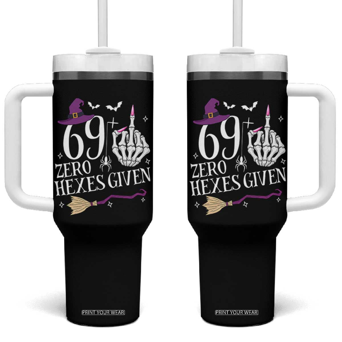 70th Birthday Halloween Tumbler With Handle 69 Plus Middle Finger Zero Hexes Given Gift For Women TS14 One Size: 40 oz Black Print Your Wear