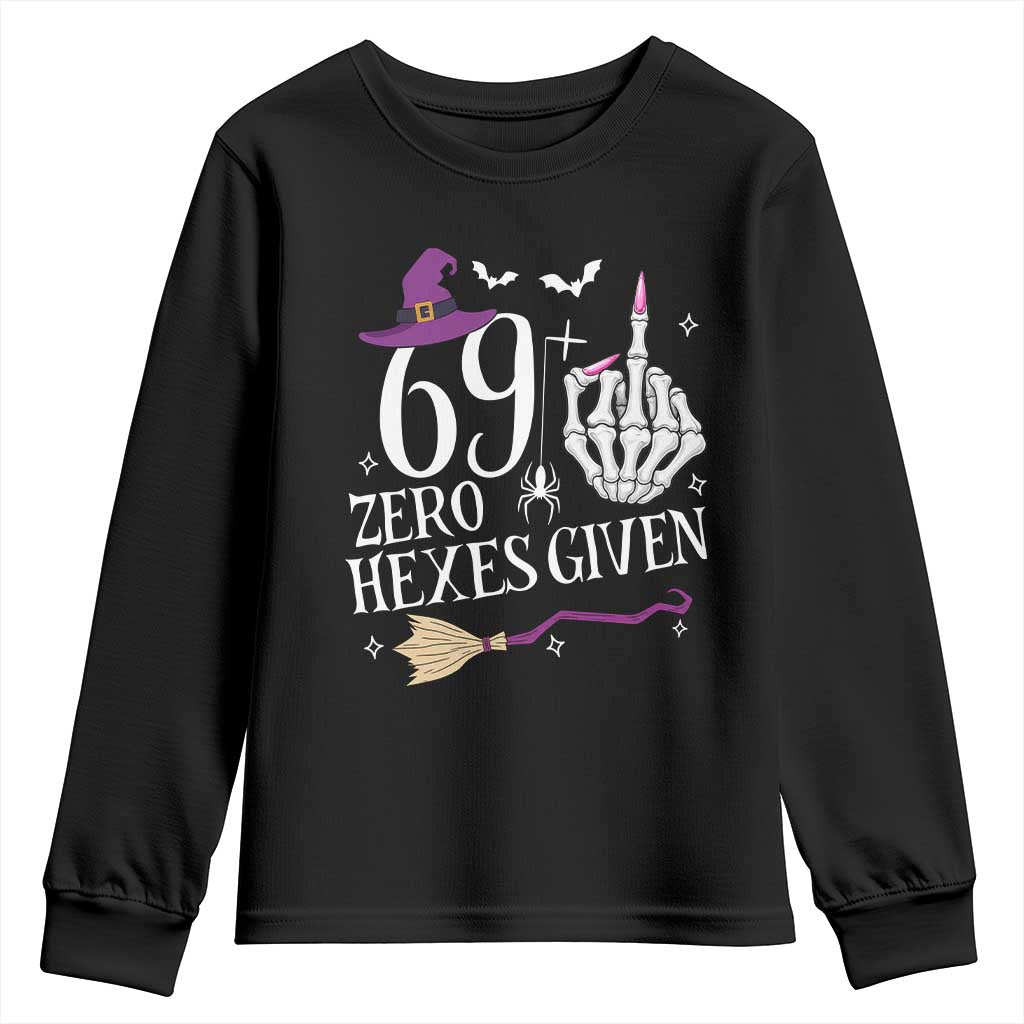 70th Birthday Halloween Youth Sweatshirt 69 Plus Middle Finger Zero Hexes Given Gift For Women TS14 Black Print Your Wear