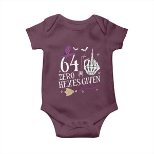 65th Birthday Halloween Baby Onesie 64 Plus Middle Finger Zero Hexes Given Gift For Women TS14 Maroon Print Your Wear
