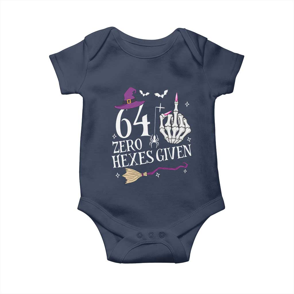 65th Birthday Halloween Baby Onesie 64 Plus Middle Finger Zero Hexes Given Gift For Women TS14 Navy Print Your Wear