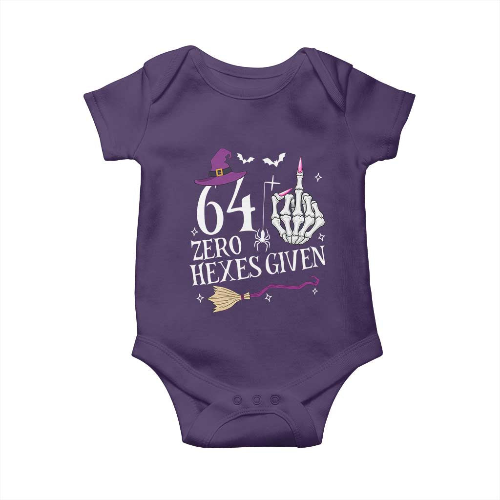 65th Birthday Halloween Baby Onesie 64 Plus Middle Finger Zero Hexes Given Gift For Women TS14 Purple Print Your Wear