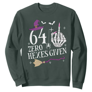 65th Birthday Halloween Sweatshirt 64 Plus Middle Finger Zero Hexes Given Gift For Women TS14 Dark Forest Green Print Your Wear