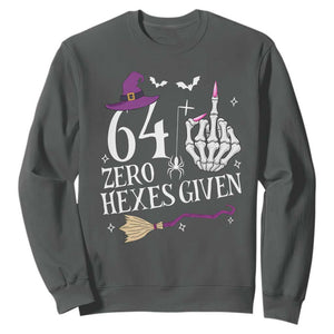 65th Birthday Halloween Sweatshirt 64 Plus Middle Finger Zero Hexes Given Gift For Women TS14 Dark Heather Print Your Wear