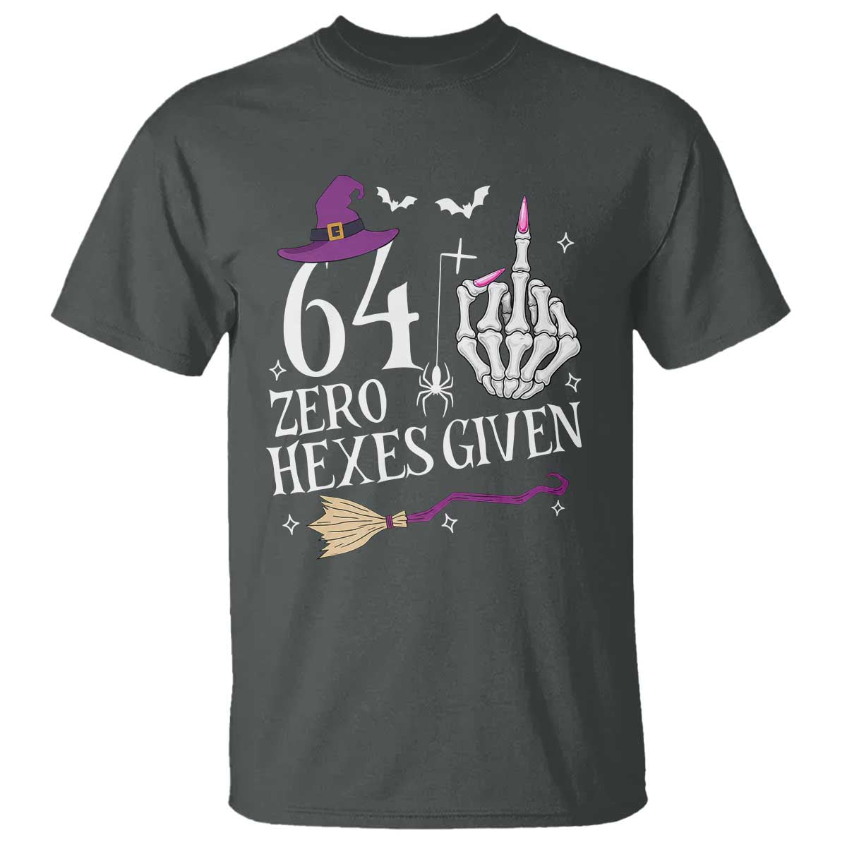 65th Birthday Halloween T Shirt 64 Plus Middle Finger Zero Hexes Given Gift For Women TS14 Dark Heather Print Your Wear