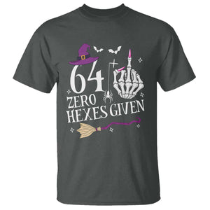 65th Birthday Halloween T Shirt 64 Plus Middle Finger Zero Hexes Given Gift For Women TS14 Dark Heather Print Your Wear