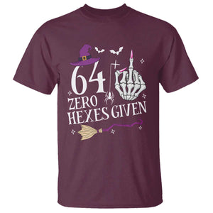 65th Birthday Halloween T Shirt 64 Plus Middle Finger Zero Hexes Given Gift For Women TS14 Maroon Print Your Wear