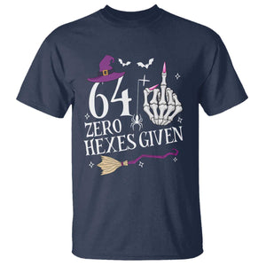 65th Birthday Halloween T Shirt 64 Plus Middle Finger Zero Hexes Given Gift For Women TS14 Navy Print Your Wear