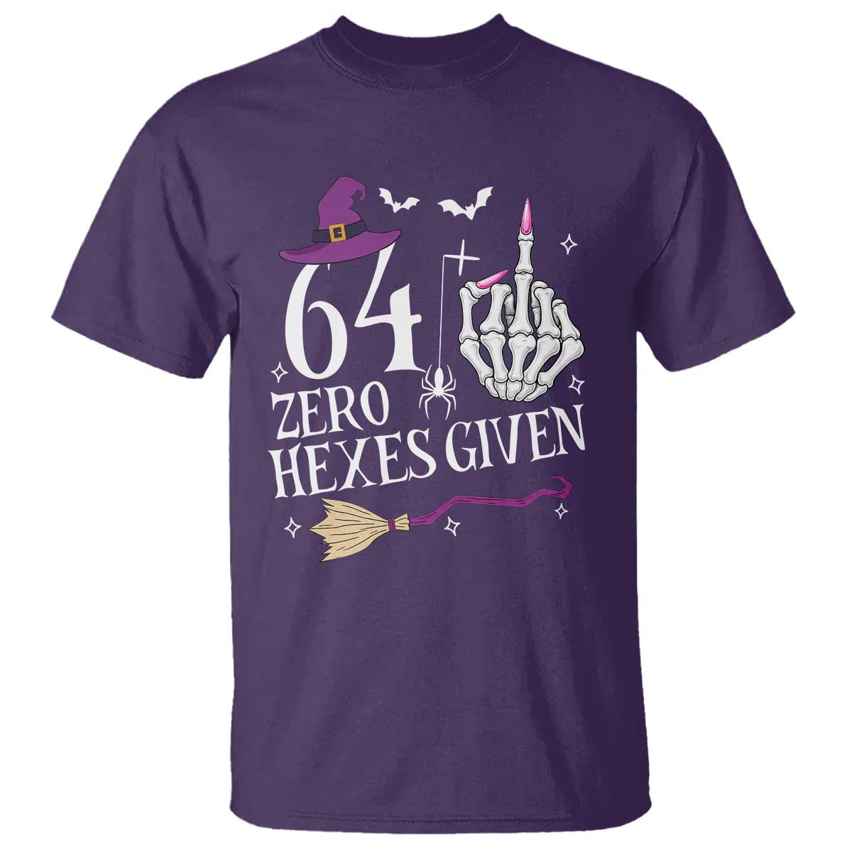 65th Birthday Halloween T Shirt 64 Plus Middle Finger Zero Hexes Given Gift For Women TS14 Purple Print Your Wear