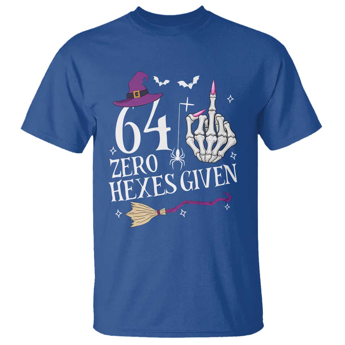65th Birthday Halloween T Shirt 64 Plus Middle Finger Zero Hexes Given Gift For Women TS14 Royal Blue Print Your Wear